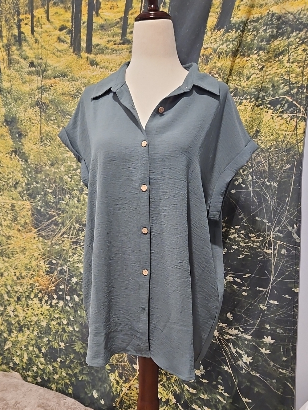 Fortune+Ivy Button Down/Button Back Blouse